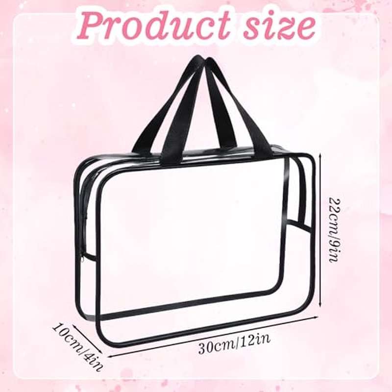 10 Pack Large Clear Waterproof Storage Bags clear with handles with Zipper bags Travel Organizer Cosmetics Books and Home Organization