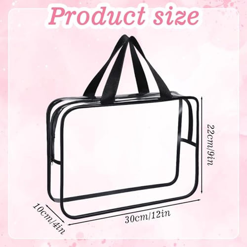 10 Pack Large Clear Waterproof Storage Bags clear with handles with Zipper bags Travel Organizer Cosmetics Books and Home Organization