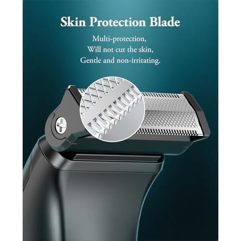 Body Hair Trimmer for Men - 2 in 1 Dual-Head Electric Shaver & Groomer, Ball Shaver with 30¡Æ Rotating Blade Adjustable Comb Mens Electric Razor IPX6 Wet & Dry for Face Groin Pubic Hair Trimmer Green