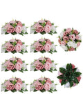 Dusty Pink Faux Flower Centerpieces Set of 10 for Wedding & Events - BLOSMON Variation of Dusty Rose-3 Colors / 10
