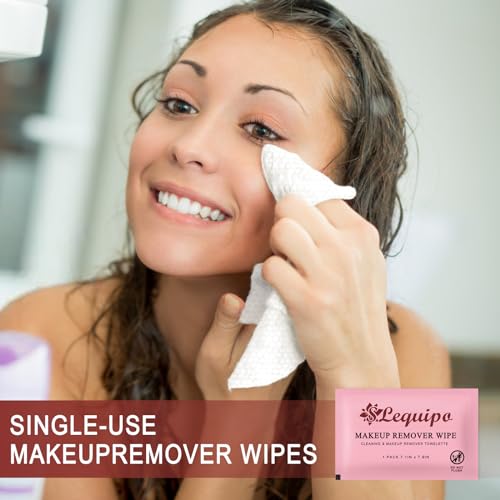 100 pcs Makeup Remover Wipes Individually Wrapped, Single Use Travel Makeup Remover Cloth for Face (PINK)