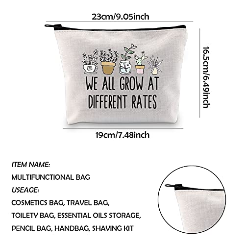 WCGXKO Special Education Teacher Gift We All Grow At Different Rates Zipper Pouch Makeup Bag (Different Rates)