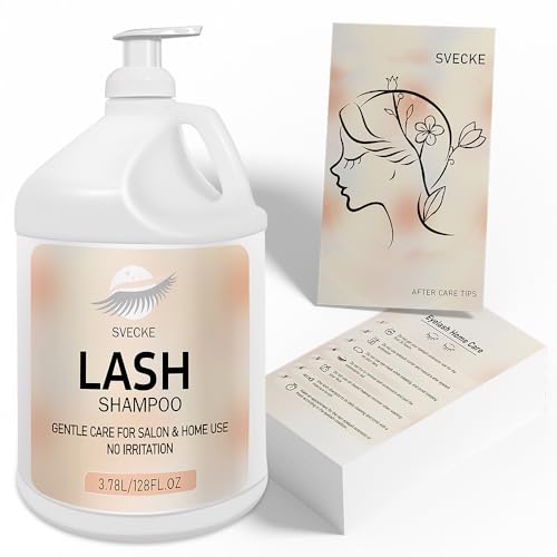 Eyelash Shampoo, 128 fl.oz/3.78L, with 50 Lash Extension Aftercare Cards, Foaming Cleanser for Professional Salon and Home Use