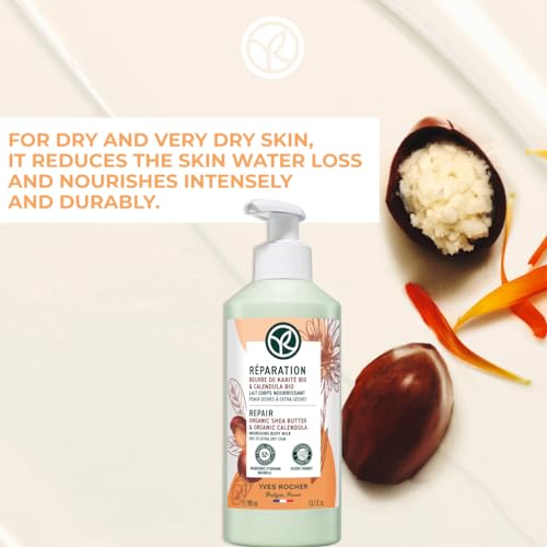 Yves Rocher Repair Lotion for Extra Dry Skin, Hand and Body Lotion to Repair & Nourish, 13 FL OZ
