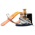 Shaving Straight Razor Kit with Brush Stand & Soap - Barber & Home Use