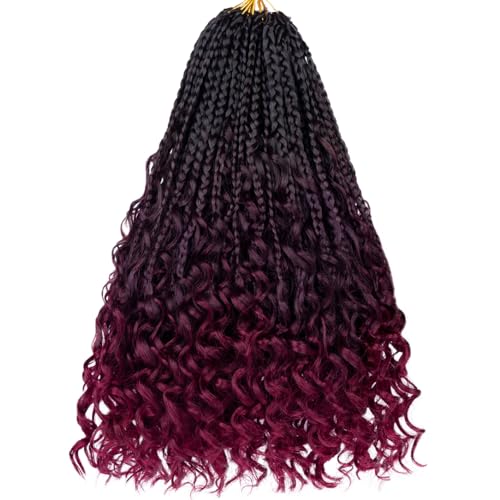 14 Inch Boho Box Braids Crochet Hair Set 8 Packs - Natural Curly Ends, Synthetic Braiding Hair for Women