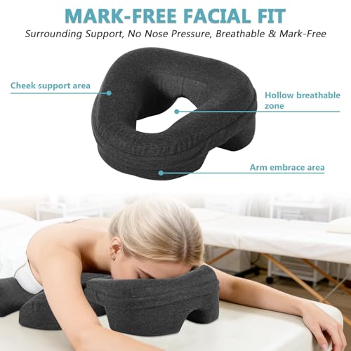 Dark Gray Face Down Massage Pillow for Sleeping - Non-Slip, Removable Cover