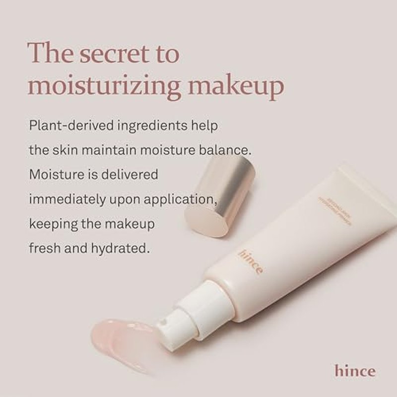 Hince Second Skin Hydrating Primer Makeup Boosting Moisturizing Primer for Lasting Pore Coverage Smooth & Supple Skin, 1.35 fl.oz. Light Pink