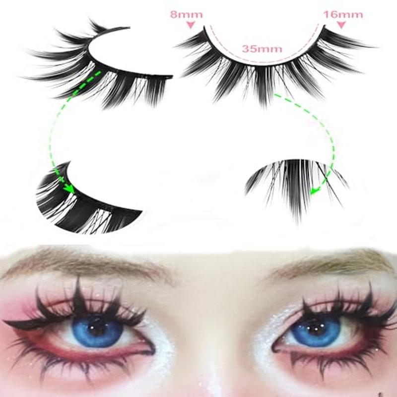 10 Pairs Pack Manga Anime False Eyelashes 3D Mink Eyelashes Thick Long Multilayer Fluffy,Dramatic False Eyelashes Handmade(M-03)