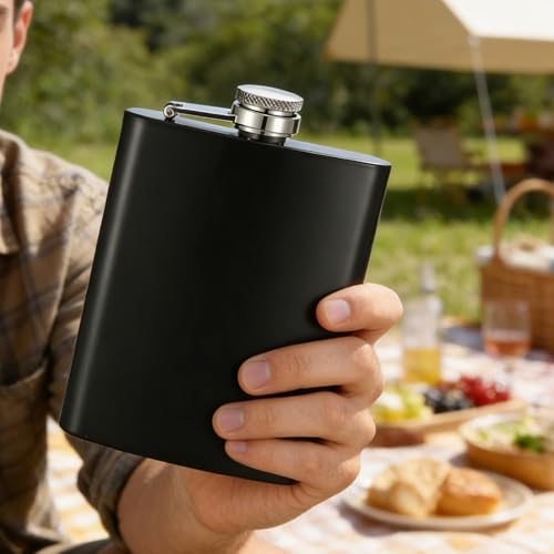 30 Pcs Stainless Steel Liquor Flasks Set with Funnels Leak Proof Black