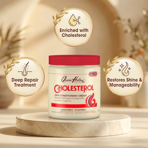 Queen Helene Cholesterol Hair Conditioning Cream ? Deep Repair Treatment for Dry, Damaged & Chemically Treated Hair | Moisture-Restoring Mask | 15 oz Jar | Deep Moisture