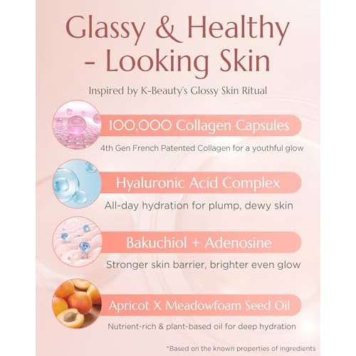 Apricot Collagen Gel Serum Mist - Korean Face Moisturizer French Patented with 8-Layer Hyaluronic Acid, Bakuchiol, Adenosine for Hydration Glow Firming Anti-Aging Spray, 6.76 fl.oz.
