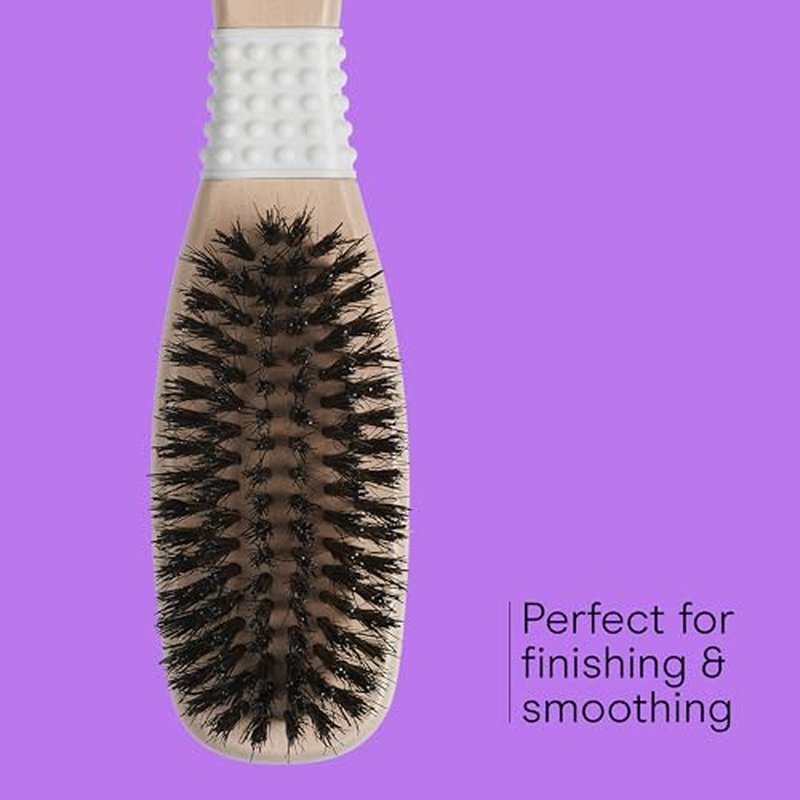 CONAIR Shines & Smoothes Boar Bristle Hair Brush, hairbrush for women, reduce frizz and add shine, natural wood handle, for all hair types