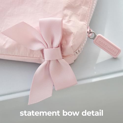 Crinkle Makeup Bag with Iridescent Soap Bubble Design - Ballet Pink