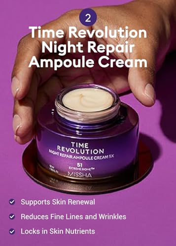 Night Repair Set - MISSHA Time Revolution 5X Ampoule, Cream & Essence - Rejuvenating Skincare