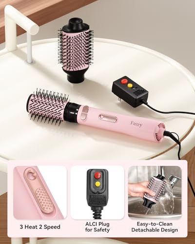 Farery 2-in-1 Hot Air Brush Set - One-Step Volumizer & Styling Tool in Pink