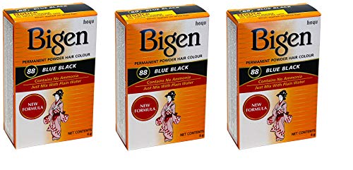 Bigen Permanent Hair Color Powder 88 Blue Black - Pack of 3
