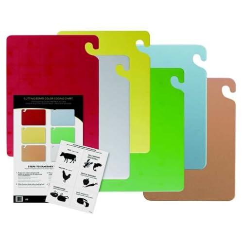 San Jamar 12x18 Inch Assorted Color Cutting Board Set PK4 Food Safety NSF