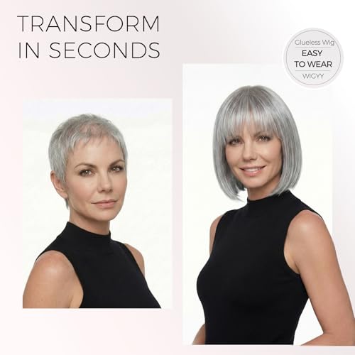 Grey Short Straight Synthetic Wigs for Women - 12 Inch Bob, Glueless, Heat-Resistant, Natural Look - Variation: Grey