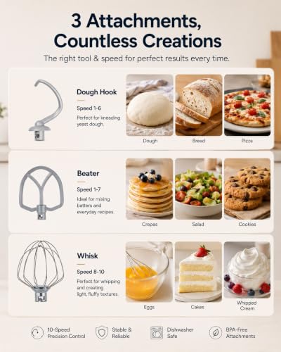 Kitchen in the Box 3.5 Qt Stand Mixer - Cream White Compact Electric Kitchen Mixer for Baking