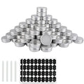 60 Pack Round Cans with Screw Lid 4 Oz Aluminum Metal Tins DIY Food Candle Containers for Lotion Bars, Balms, Salve, Spices, Beard Balm, Crafts with 4 Markers 2 Sheets Label Stickers