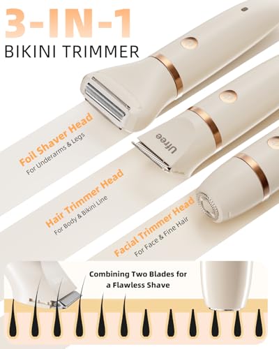 Off-White 3-in-1 Bikini Trimmer for Women with Detachable Heads & Waterproof Design