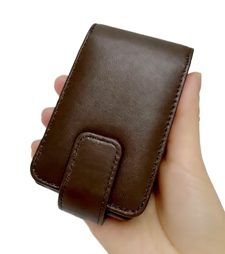 AgentMoon Leather Lipstick Pouch with Mirror & Hidden Magnetic Clasp - 09 Dark Coffee