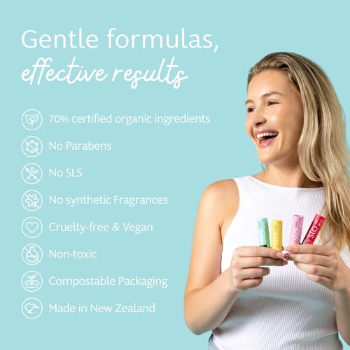 Slo | Natural Lip Balm - All Natural Ingredients, Vegan & Cruelty Free, Hydrating & Soothing, Plastic Free | Raspberry + Rosehip & Cherry + Blush & Vanilla + Cacao | 3 Pack (3 x 0.28oz/8g)