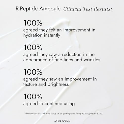 AS OF TODAY R-Peptide Ampoule/Serum | 1% Peptide Anti-Aging Serum | Hydrating Hyaluronic Acid & Vitamin E | Firming, Wrinkles & Deep Moisture | Clean Beauty | Clinically Proven |1 fl oz