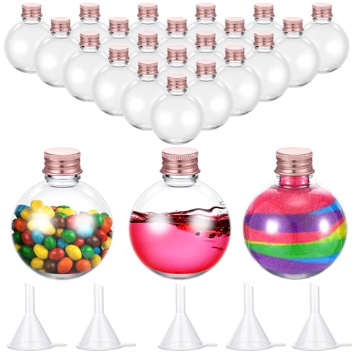 Layhit 24 Pack 3.4oz Plastic Potion Bottles with Rose Gold Aluminum Lids - Mini Refillable Containers