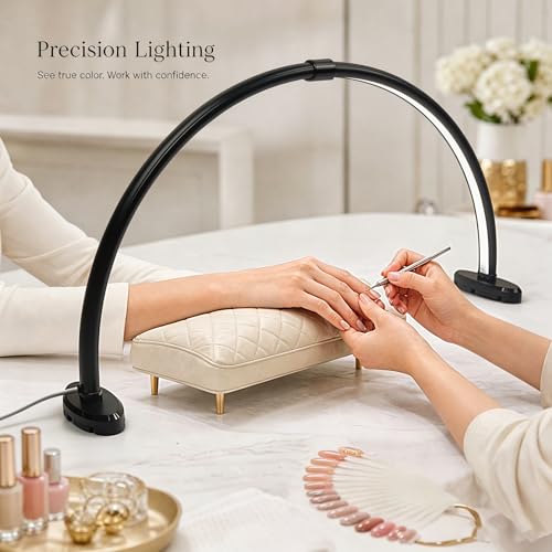 Black 23 Inch Detachable Foldable LED Nail Desk Lamp - 3 Modes, Stepless Dimming