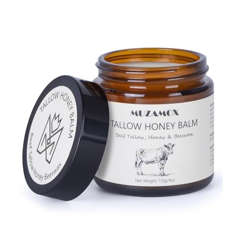 Beef Tallow for Skin (4 OZ), Whipped Beef Tallow and Honey Balm, Tallow Face Moisturizer, Grass Fed Beef Tallow for Face and All Skin Types