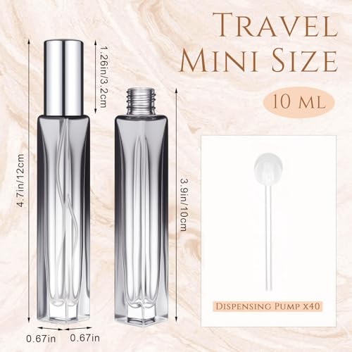 40 Pcs 10ml Glass Perfume Atomizers Set - Leakproof Travel Refillable Bottles, Fresh Color Variations