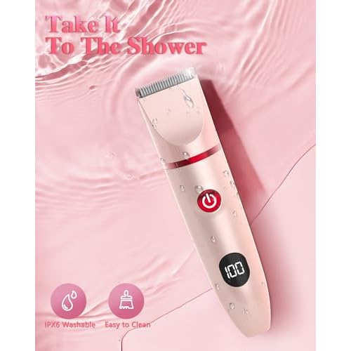 3-in-1 Bikini Trimmer for Women, Electric Razors Shaver for Public Hair - Rechargeable Body Hair Trimmer, Portable Detachable Removal Kit, lPX7 Waterproof Lightweight with LED Display, Gift for Women