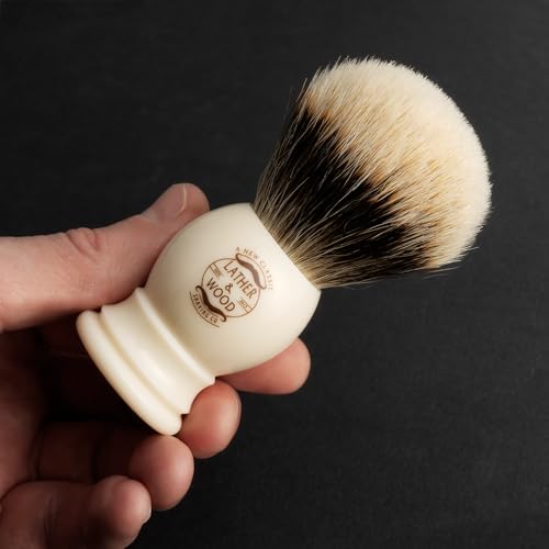 Lather & Wood Pure Badger Shaving Brush - Bone Handle Luxury Men’s Grooming