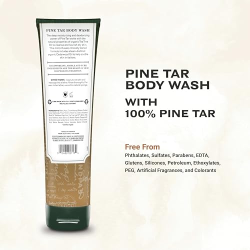 The Grandpa Soap Company Pine Tar Body Wash - Dermatologist Recommended to Cleanse & Moisturize Irritated Skin, Deodorizing Power, With Pine Tar & Tea Tree Oil, 9.5 Fl Oz