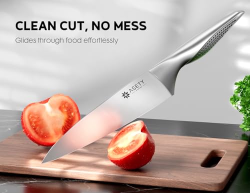 ASETY Steel Gray 15-Piece Knife Block Set - Premium Stainless Steel Kitchen Cutlery