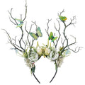MOSTORY Green Butterfly Tree Headband - Handmade Woodland Floral Crown for Women