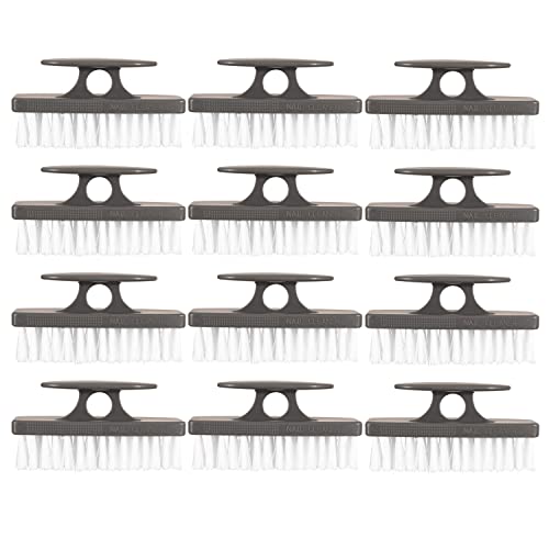Superio Nail Scrubber Brush - All-Purpose Stiff Cleaning Brush for Hands, Feet, Kitchen & Work - Black, 12 Pack
