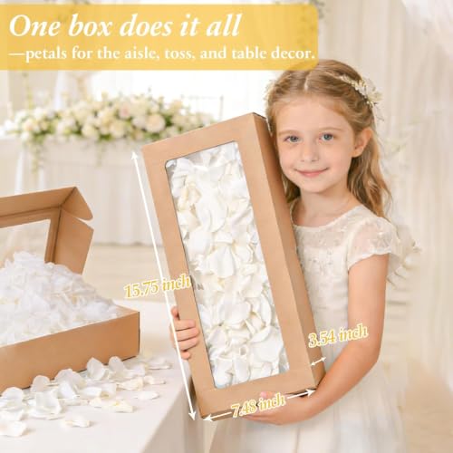 Koceko White Dried Rose Petals 8.47oz (240g) - Real Preserved Wedding & Party Decor