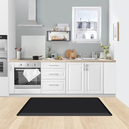 8 Inch Thick Anti-Fatigue Kitchen Mat Cushioned Floor Rug - Black 54"L x 22"W