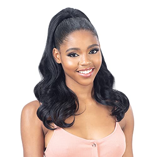 Natural Bouncy Curl Drawstring Ponytail - Jet Black 1