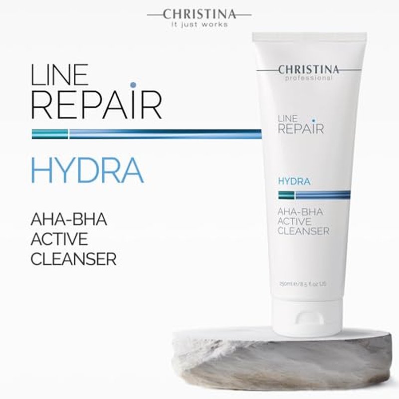 Christina Line Repair AHA BHA Facial Cleanser with Salicylic Acid | Revitalize, Improve Skin Texture, Reduce Wrinkles with Green Tea Face Wash | Infused with Glycolic Acid | For All Skin Types 250ml