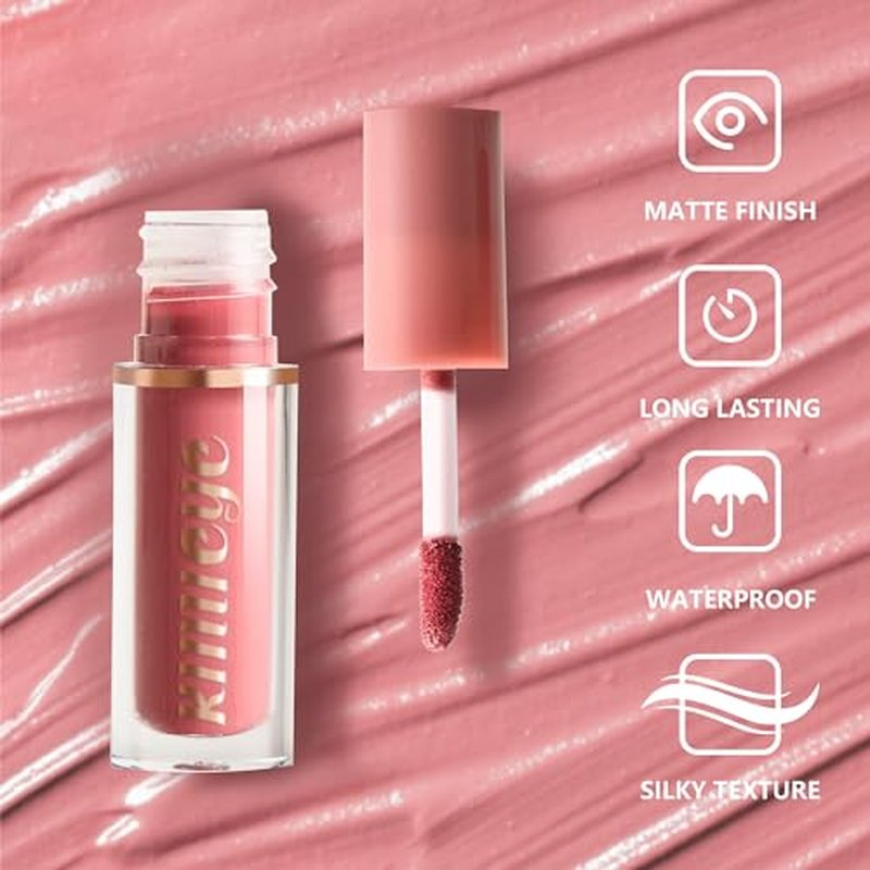 12Pcs Velvet Matte Liquid Lipstick Set, Waterproof Long Lasting Quick-drying Non-Stick Cup Nude Lip Stain Kit, Up to 24H Wear, Professional Lip Makeup Gift Kit for Women (SET A)
