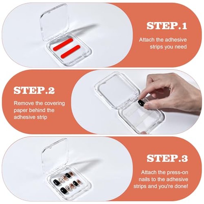 48 Sets Press On Nail Storage Box, Artificial Nail Display Case Acrylic Nail Boxes Press On Nail Packaging Box, Adhesive Double Sided Tape Nail Box for Nail Salon£¨4 Colors£©