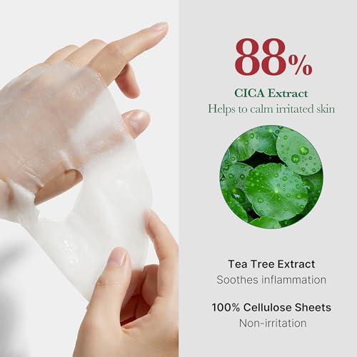 medicube Super Cica Daily Quick Facial Masks (30 Sheets) - 60-Second Soothing & Hydrating Facial Mask with 88% Cica, Instant Cooling & Moisturization - 100% Vegan Certified, Korean Skincare