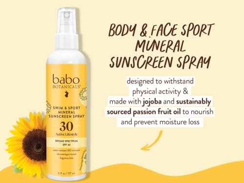 Mineral Sunscreen Spray SPF 30 for Face & Body - Water-Resistant Zinc Oxide, Fragrance-Free