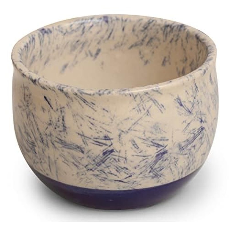 ETROVES Ceramic Shaving Bowl | Scuttle Leather Bowl for Men, Easy Leather Soap Bowl, 4 Inch, White Blue