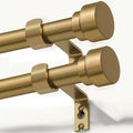 Lootkell 2 Pack Adjustable Warm Gold Curtain Rods - Heavy Duty Brass Window Support 16-150 Inches