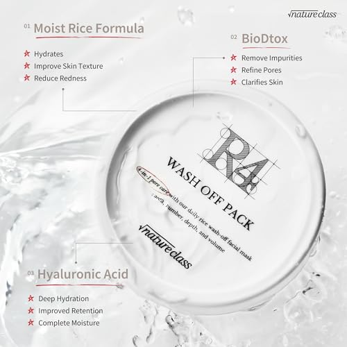 R4 Rice Wash Off Facial Mask ? 4-in-1 Korean Skin Care, Pore Refining, Gentle Exfoliating, Hydrating, Smooth Texture, Rice Ferment & Enzyme, Soft Cream Wash-Off, 3.38 fl oz